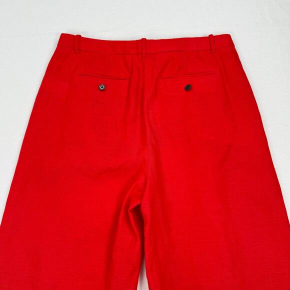 J Crew Womens Pleated Linen Wide Leg Trouser Pant Size 12 Red - Picture 8 of 14